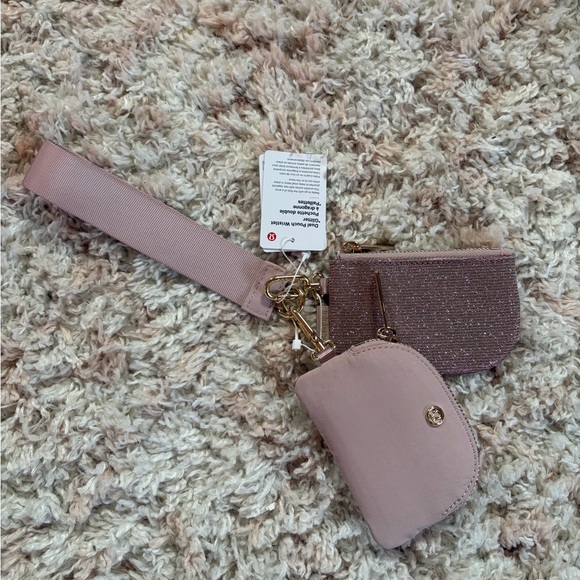 lululemon athletica Handbags - Lululemon Dual Pouch Wristlet Glitter Pink Champagne/ Mink Berry/ Gold